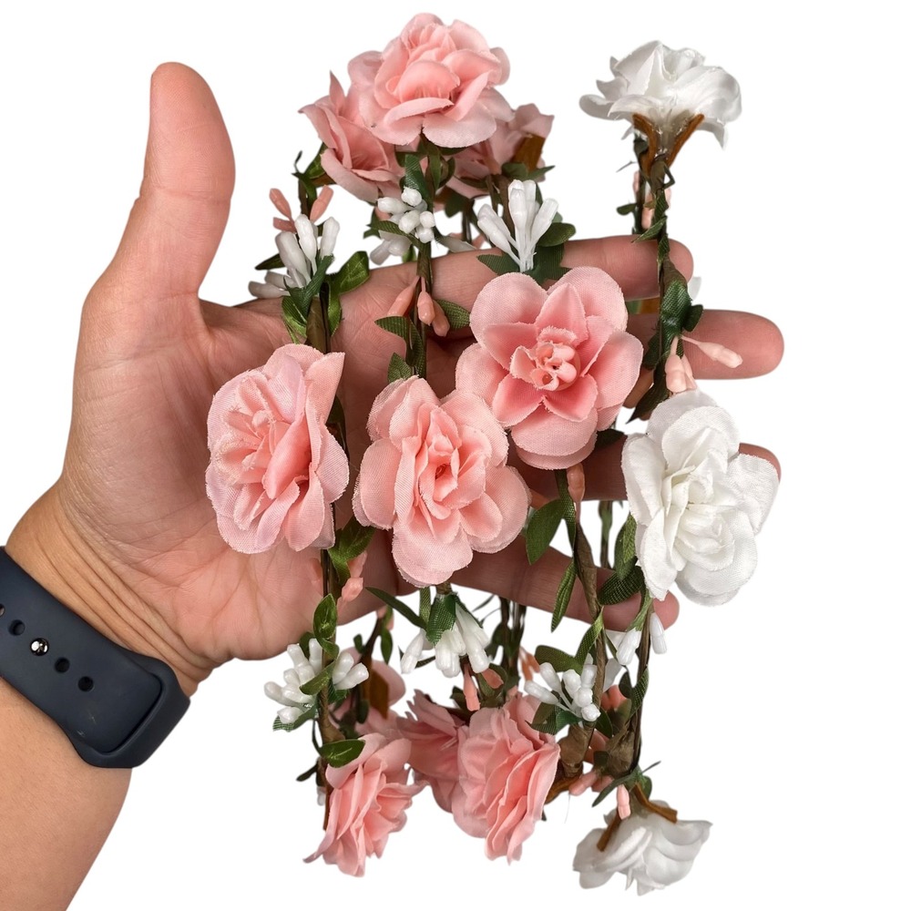 4 Pink & White Floral Crown Headband Flower Wedding Hair Accessories Women B20Q